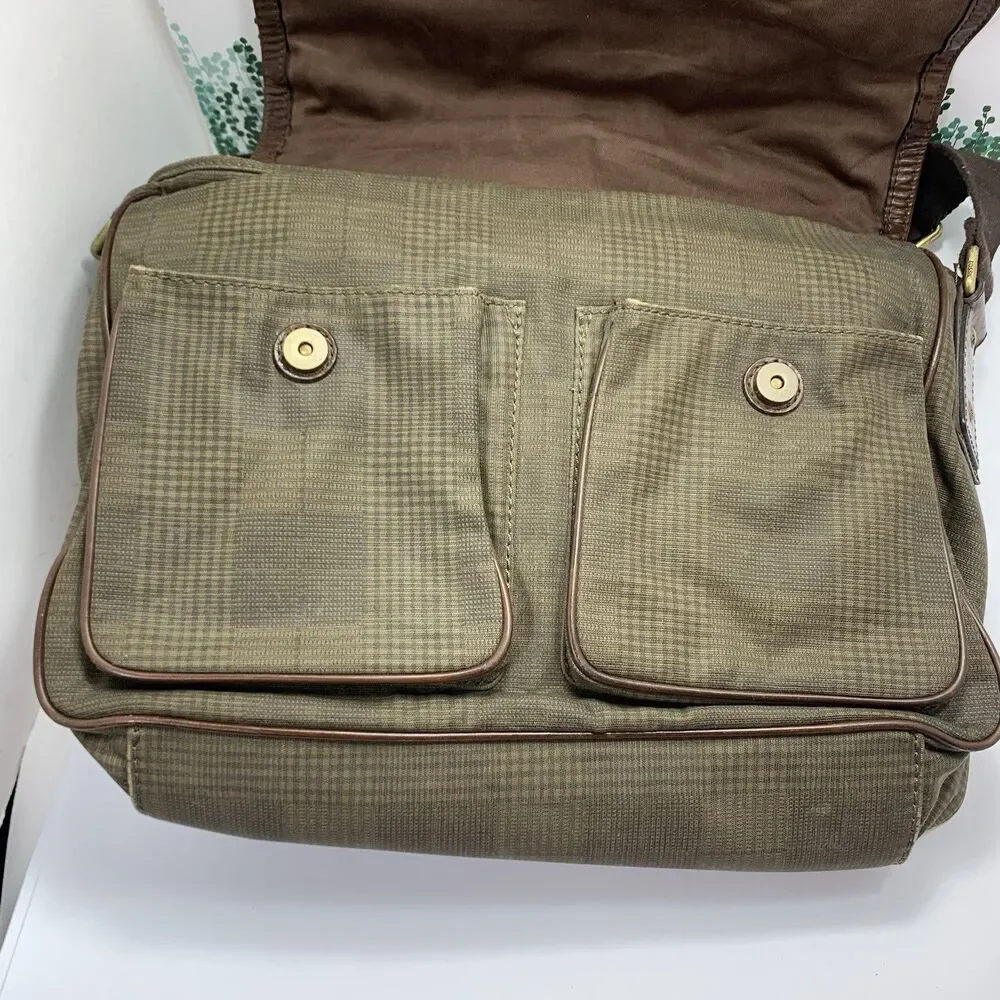 Fossil Leather & Fabric Messenger Laptop Adjustable Strap Bag Men’s